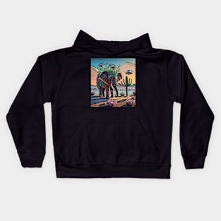 watercolor elephant cactus UFO fun Kids Hoodie